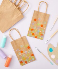 Juvale 24-Pack Small Gift Bags with Handles, 5.3x3x8.5 Inch Bulk Kraft Paper Material Brown Bags, Use for Birthday Party Favors, Reusable Grocery, Retail Shopping, Business, Goodies 5.3 x 3 x 8.5 (Pack of 24) 18 71FBQOWZj5L