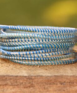 New Charms Recycled Flip Flip Bracelets in Your Choice of Colors - Handmade in Mali, West Africa Clear with Blue 11 71FBW8WG L