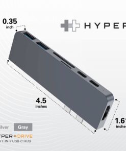 HyperDrive USB C Hub, Hyper Duo 7-in-2 USB C Adapter - MacBook Pro Adapter with Magnetic Grip, 4K HDMI, USB-C 40Gbps 100W PD, 3.1 USB-A, MicroSD/SD - Space Gray 31 71FBdsVOqcL