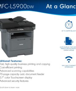 Brother Monochrome Laser Printer, Multifunction Printer, All-in-One Printer, MFC-L5900DW, Wireless Networking, Mobile Printing & Scanning, Duplex Print, Copy & Scan, Amazon Dash Replenishment Ready MFCL5900DW Printer 13 71FBqNTWfzL 2