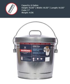 Behrens 6106K Galvanized Steel Locking Lid Trash Can, 6-Gallon 27 71FCp FjKuL