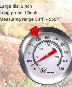 Alternative view of KT THERMO Deep Fry Thermometer With Instant Read,Dial Thermometer,12" Stainless Steel Stem Meat Cooking Thermometer,Best for Turkey,BBQ,Grill 1-pack 12-Inch