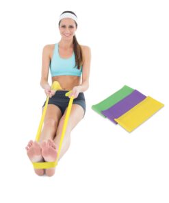 Resistance Band Set, 3 Pack Latex Exercise Bands with 3 Levels, Skin-Friendly Elastic Workout Bands for Core Exercise, Physical Therapy, Yoga, Pilate (3) 12 71FGhiGgeL