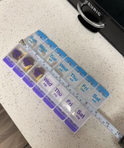 EZY DOSE Push Button (7-Day) Pill Case, Medicine Planner, Vitamin Organizer, 2 Times a Day AM/PM, Large Compartments, Arthritis Friendly, Clear Lids, Purple/Blue Blue and Purple (Clear Lids) 26 71FGypHrv2L