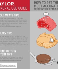 Taylor Leave-in Meat Oven Safe Compact Analog Dial Meat Food Grill BBQ Kitchen Cooking Thermometer, 3 inch dial, Stainless Steel 19 71FHi1DYvQL