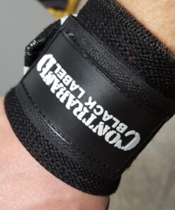 Contraband Black Label 1001 Weight Lifting Wrist Wraps w/Thumb Loops (PAIR) - Competition Grade Wrist Support USPA Approved for Powerlifting, Bodybuilding, Strongman 18in Standard Length 2-Stripe Heavy (BLACK/WHITE) 23 71FIHCSMoRL