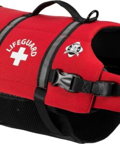 Paws Aboard Dog Life Jacket - Keep Your Canine Safe with a Neoprene Designer Life Vest - Perfect for Swimming and Boating - Red, Medium 17 71FIPypX79L