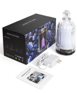 DOUDING Glass Essential Oil Diffuser Humidifier, Ultrasonic Aromatherapy Diffuser Cool Mist with Auto Shut-Off, 7 Colors Adjustable Diffuser for Home, Bedroom, Office, Yoga, 120ml(White Base) White Base 31 71FJL8yTBeL