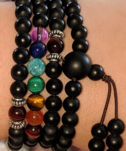 COAI 108 Japa Mala 7 Chakra Stone Wrap Bracelet Necklace Matte Onyx 36 71FK9iVi96L