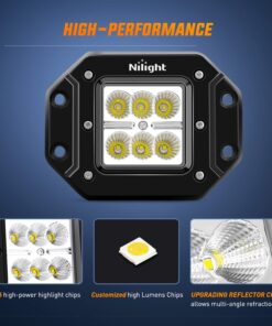 Nilight - NI23C-18W 2PCS 18W Flood LED Work Light Driving Lights Led Light Bar Off Road Led Lights Flush Mount for Jeep Truck Tacoma Bumper ATV UTV,2 Years Warranty 2PCS 18W Flood Flush Mount 30 71FLMaMeHL