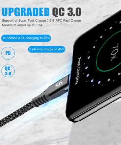 Alternative view of sweguard USB Type C Cable 3.1A Fast Charging [2Pack,3.3ft+3.3ft], USB-A to USB-C Charger Nylon Braided Cord for Samsung Galaxy S21 S20 S10 S9 S8 Plus,Note 20 10 9 8 7,A71 A51 A32,LG,Moto,PS5-Black 3.3ft+3.3ft Black 2