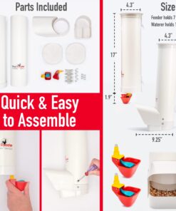 Royal Rooster Chicken Feeder and Waterer Set - Includes 1 Gallon Waterer with 2 Cups and 7lb Feeder for Chickens - Chicken Coop Accessories with Hanging Chicken Poultry Feeder and Chicken Waterer Kit 2-Cup Waterer 31 71FLzNeEzrL