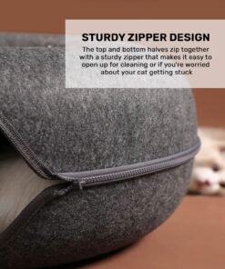 Large Cozy Cat Tunnel Bed with Sturdy Zipper Design, Scratch-Resistant and Hand Washable Interior, Ideal cat Tunnels for Indoor Cats up to 25lbs, Dark Grey (24x24x11inches) 8 71FMGvUi1UL