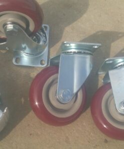 COOCHEER 4’’ Swivel Caster Wheels 1200lbs with Top Plate & Bearing Heavy Duty On Red Polyurethane Wheels Set of 4 (2 Swivel Without Brake, 2 Swivel with Brakes) 4 Inch-Half with Brake 21 71FMOJq5imL
