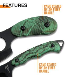 Elk Ridge-Outdoors 2-PC Fixed Blade Hunting Knife Set-Black Stainless Steel Skinner&Gut Hook Blades,Camo Coated Nylon Fiber Handles,Nylon Sheath-Hunting,Survival-ER-300CA,7-Inch/6.5-Inch Overall 28 71FMc5y1kkS
