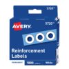 Avery Hole Reinforcements, White, 1000/Pack, PK - AVE05720 1,000 labels