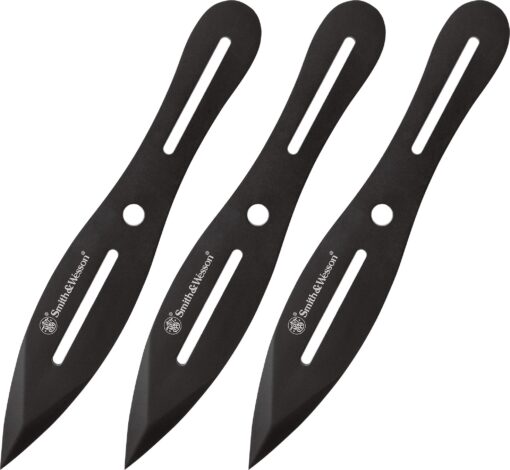 Smith & Wesson Bullseye Throwing Products with Full Tang Stainless Steel Design and Protective Nylon Sheaths for Recreation and Competition 8" Black Throwing Knives