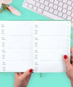 GoGirl Address Book – Telephone and Address Book with Alphabetic Tabs for Safely Storing Contacts, Medium-Sized (5.0″ x 7.5″) PU Leather Hardcover – Emerald 5.0 x 7.5 Inch 13 71FOQYPgwqL