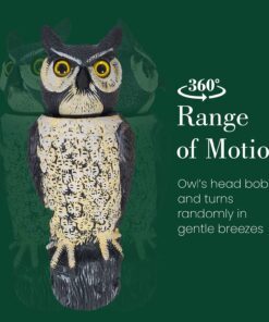 Dalen Fake Owl Decoy to Scare Birds Away from Gardens, Rooftops, and Patios - Scarecrow Provides Chemical-Free Pest Control - Safe and Humane, 18" 360º Rotating Head 23 71FP39Hf0kS