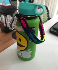 WaterFit Paracord Handle - Paracord Carrier Survival Strap Cord with Safety Ring and Carabiner Compatible with Hydro Flask Wide Mouth Water Bottles 12oz - 64 oz Rainbow/Compass 17 71FPf0jYEaL