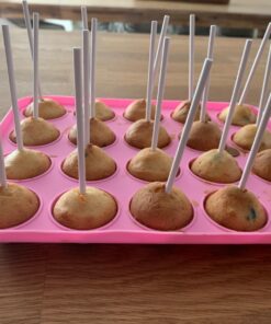Junxave BPA Free Cake Pop Mold Set, Lollipop Silicone Molds, Cake Pop Trays with Stand Holder 100 Sticks Treat Bags 25 71FPql4sRBL