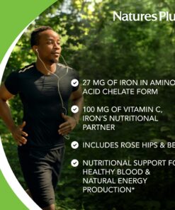 NaturesPlus Chewable Iron - 27 mg, 90 Chewable Tablets - High Potency Supplement with Vitamin C & Herbs, Promotes Healthy Blood, Natural Energy - Vegetarian, Gluten-Free - 90 Servings 90 Count (Pack of 1) 14 71FQDFdF0hL