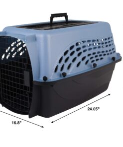 Petmate Two-Door Small Dog Kennel & Cat Kennel, Top Loading or Front Loading Pet Carrier, Made with Recycled Materials, 24 inches in Length For Pets up to 15 Pounds, Made in USA 24.1"L x 16.8"W x 14.5"H BLUE 26 71FQzvgWEmL 2