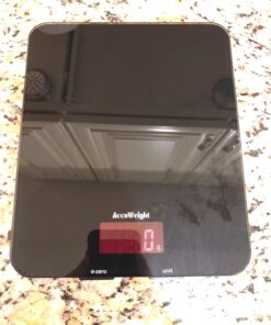 AccuWeight 201 Digital Multifunction Meat Food Scale with LCD Display for Baking Kitchen Cooking, 11lb Capacity by 0.1oz, Tempered Glass Black 61 71FRX49FaKL