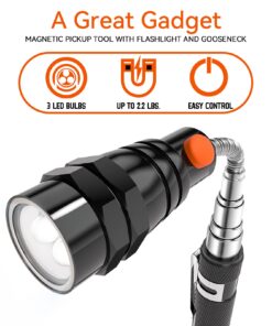 LED Magnetic Pickup Tools, Christmas Gifts for Men, Telescoping Magnetic Flashlights with Extendable Magnet Stick, Stocking Stuffers for Men, Dad, Husband, Craftsman and Mechanic, Black Black Magnetic Tool 10 71FS czyiEL