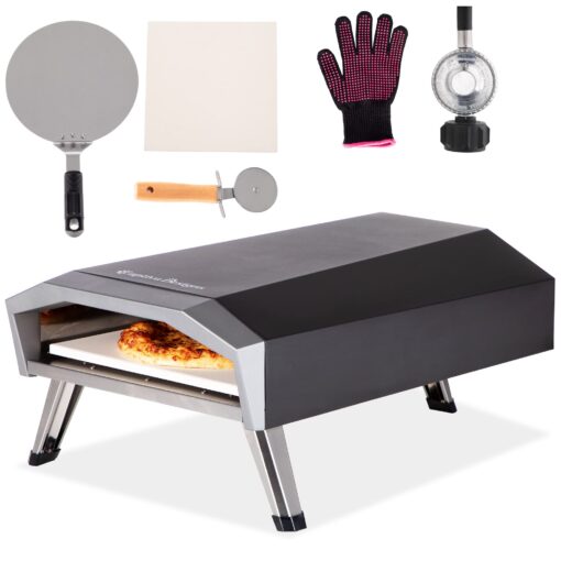 Captiva Designs Portable Outdoor Pizza Oven, Gas Pizza Oven for 13" Pizza, Propane Pizza Maker with Necessary Accessories - Ideal for Any Outdoor Kitchen Gas Oven