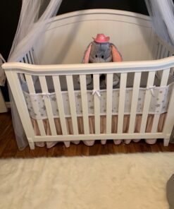 Pink Crib Skirt Pleated with White Lovely Pompoms, Bedding Dust Ruffle for Baby Girls, 14" Drop, Fit All Standard Crib Bed, Fade Resistant Crib Bed Skirt Machine Wash Tassel Pink 33 71FShecdqmL