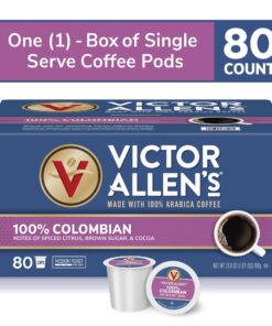 Victor Allen's Coffee 100% Colombian, Medium Roast, 80 Count, Single Serve Coffee Pods for Keurig K-Cup Brewers 80 Count (Pack of 1) 17 71FTaee9WL