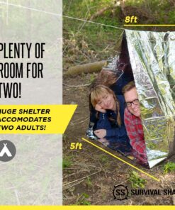 Sharp Survival Shack Emergency Survival Shelter Tent | 2 Person Mylar Thermal Shelter | 8' X 5' All Weather Tube Tent | Reflective Material Conserves Heat | Lightweight | Waterproof | Best Su 31 71FTvpH6Z0L