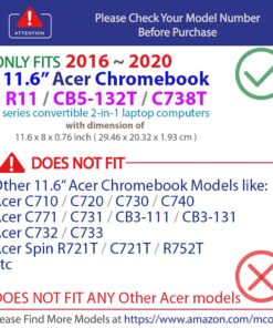 Alternative view of mCover Case Compatible for 2016~2020 11.6" Acer Chromebook R11 CB5-132T C738T Series Convertible Computer (with 360° Hinge) ONLY (NOT Fitting Other Acer Models) - Red
