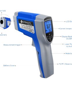 Etekcity Digital Thermometers Non-contact-58°F ~1022°F (-50°C ~ 550°C) ith Adjustable Emissivity & Max Measure for Meat Refrigerator Pool Oven, Blue 50 71FWATY0GZL