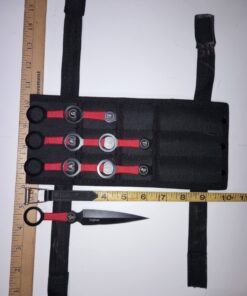 Perfect Point Throwing Knife Set – Set of 9 Throwers, Black Stainless Steel Blades w/Red Cord Wrapped Handles w/Chinese Inscription, Nylon Sheath, Well Balanced, Sport Knives – PP-060-9 17 71FWqATJ9L