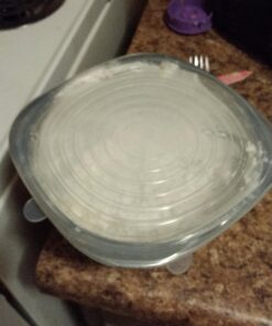 Modfamily Silicone Stretch Lids (7 pack, includes EXCLUSIVE XL SIZE), Reusable, Durable & Expandable to Fit Many Container Sizes & Shapes. Superior for Keeping Food Fresh, Dishwasher & Freezer Safe 36 71FX5t28ekL