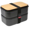GRUB2GO Premium Bento Lunch Box (Large 68 Oz Capacity) | 2023 Exclusive, 70% Bigger | Includes Bamboo Chopping Board Lid, Carry Bag, 2 Dividers, Utensils, Sauce Container Premium 2021 Model: Executive Black (68 OZ) 47 71FXyG3KrjL