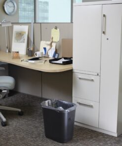 Rubbermaid Commercial Products Resin Wastebasket/Trash Can, 7-Gallon/28-Quart, Black, Plastic, for Bedroom/Bathroom/Office, Fits Under Desk/Sink/Cabinet, Pack of 12 7 Gallons 10 71FY7dLBxVL