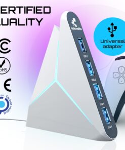 4-Port USB Hub 3.0 High-Speed - USB Splitter for Laptop, MacBook, Xbox, Flash Drive, HDD, Printer, Camera, Keyboard, Multi USB Port Extender, Fast Charging, Fast Data Transfer Long Cord Compact Design white 27 71FYRGLnW3L