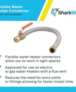 SharkBite 3/4 Inch Ball Valve x 3/4 Inch FIP x 18 Inch Stainless Steel Flexible Water Heater Connector, Push to Connect Brass Plumbing Fitting, PEX Pipe, Copper, CPVC, PE-RT, HDPE, U3088FLEX18BVLF 9 71FYWkglEtL