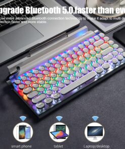 Alternative view of 7KEYS Retro Typewriter Keyboard, Electric Typewriter Vintage with Upgraded Mechanical Classical, Punk Round Keys for Desktop PC/Laptop Mac/Phone(White) White