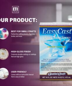 Alternative view of Environmental Technology EasyCast Crystal Clear Casting Epoxy Mix (2-Part Kit) For Coating of Small Arts & Crafts, Wood, Jewelry Making | Low Odor & Solvent Free | 8 oz Resin + 8oz Hardener (16 ounce)