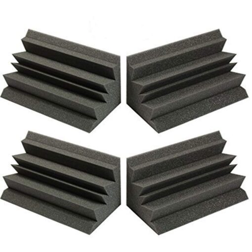 Acoustic Foam Bass Trap Studio Corner Wall 12" X 6" X 6" (4 PACK) Made in USA - Color: Charcoal 12X6X6