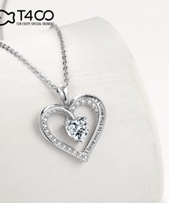 T400 Sterling Silver Heart Necklace I Love You Inspirational Pendant Jewelry Gift for Women I love you to the moon and back (Silver) 11 71Fai4Ve8lL