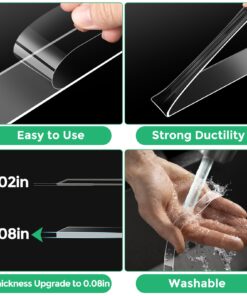 CREGEAR Double Sided Tape Heavy Duty (2 Rolls, Total 20FT), Strong Sticky Mounting Tape, Clear Adhesive Nano Tape, Two Sided Wall Tape Strips, Removable Poster Tape for Home, Office, Outdoor 22 71Fc5nYCHvL