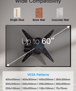 PERLESMITH Full Motion TV Wall Mount for 26-60 Inch TVs, UL-Listed TV Mount with Articulating Arms Swivels Tilt Extension - Wall Mount TV Brackets VESA 400x400 Fits LED LCD OLED 4K TVs Up to 70 lbs 29 71Fd8Ix9DeL