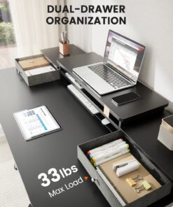 ErGear Electric Standing Desk with Double Drawers, 48x24 Inches Adjustable Height Sit Stand Up Desk, Home Office Desk Computer Workstation with Storage Shelf, Black 48x24 Inch 33 71FduENQ2LL