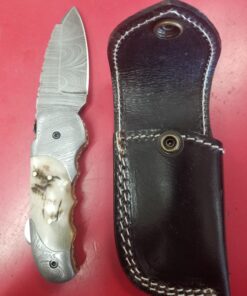 Custom made damascus blade & bolsters ram horn handle,with genuine leather sheath 5060-RD 40 71FeKcIwtL