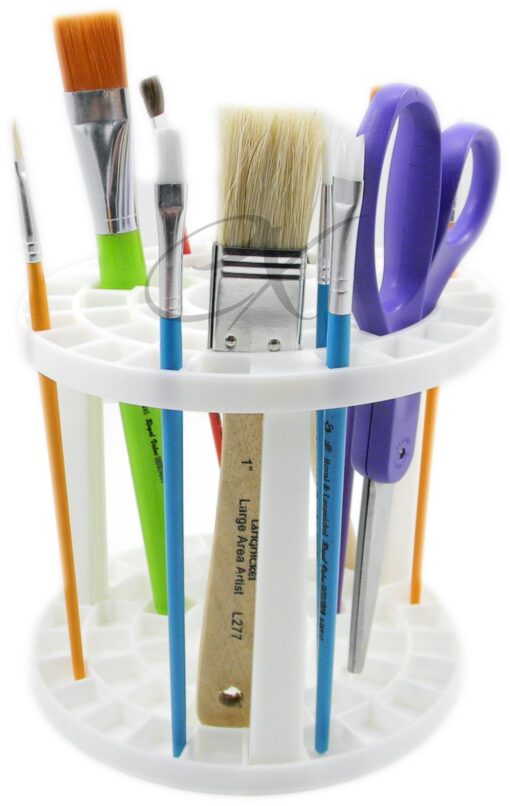 Studio 71 Pencil and Brush Stand, White Plastic, Round